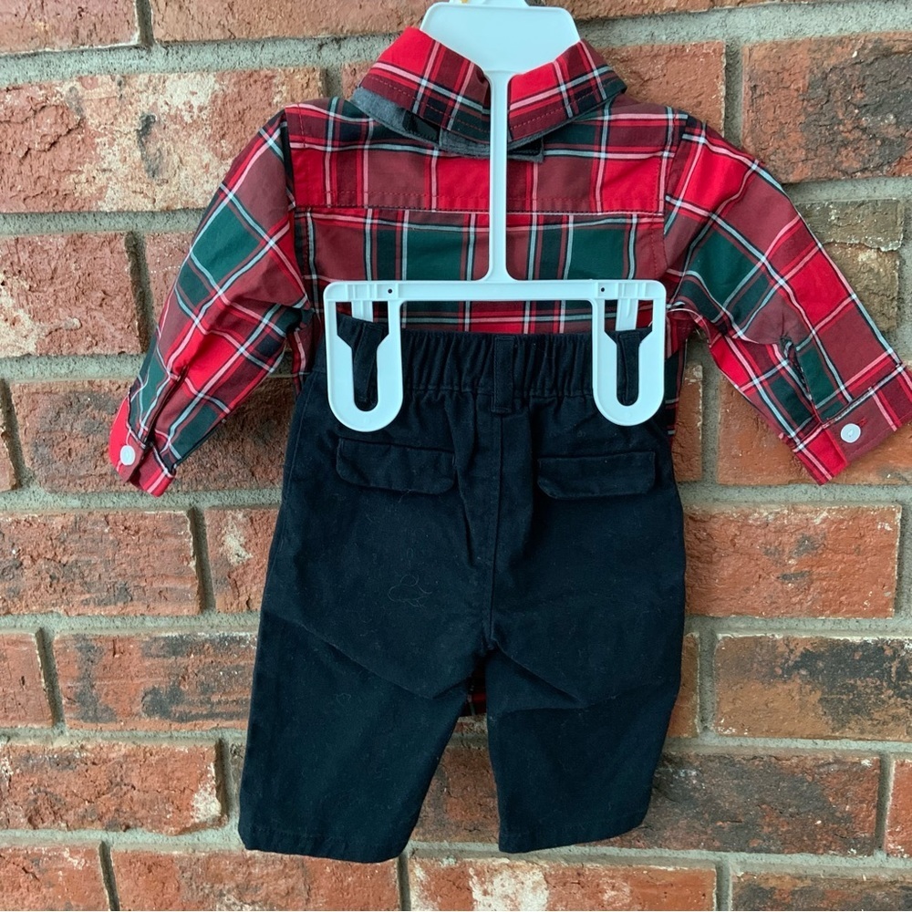 Carter’s Red & Green Plaid Bow tie Outfit Set - Picture 5 of 8